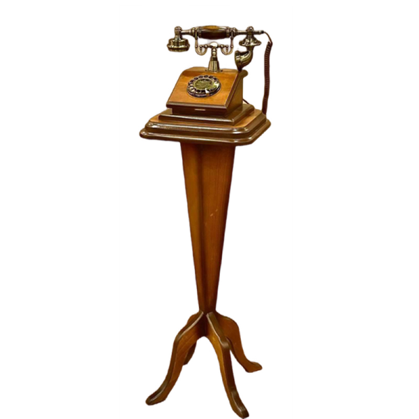 تلفن پایه دار چوبی، تلفن ایستاده کلاسیک با شماره گیر چرخشی، تلفن تولید شده برند گرند فون، طرح کلاسیک و بسیار زیبا| مدل 2022