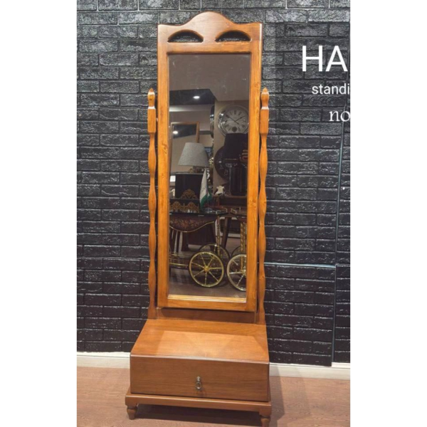 آینه قدی کشودار چوبی هاردی مدل 609 | طراحی مینیمال و کاربردی با بدنه تمام چوب و پوشش پلی اورتان