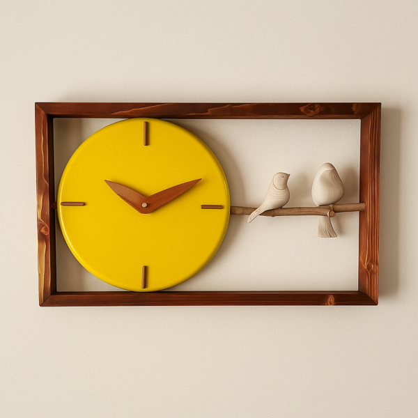 ساعت دیواری چوبی دست ساز مدل 174،تمام اجزا حتی عقربه ها از جنس چوب با کیفیت ساخت بالا، ساعت دیواری دست ساز با موتور آرامگرد تایوانی