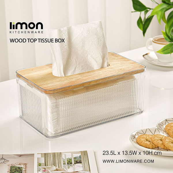 جعبه دستمال کاغذی رویه چوبی برند لیمون مدل 237259، جعبه دستمال کاغذی رویه چوبی برای استفاده در منازل، دفاتر کار، رستوران‌ها و مکان‌های عمومی