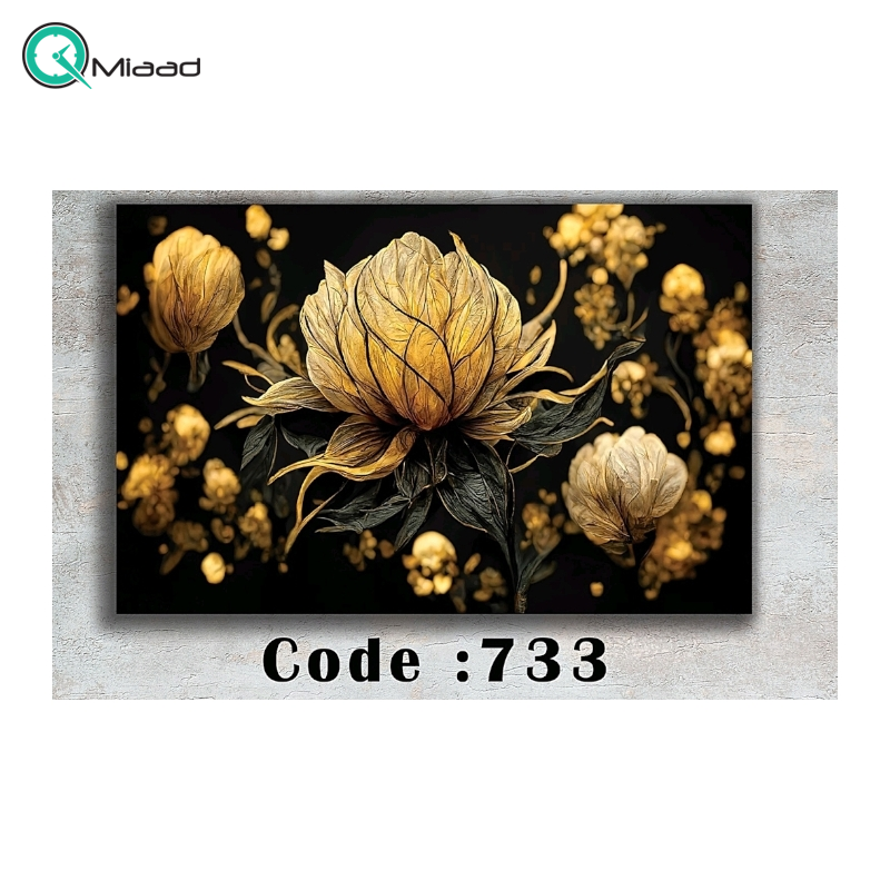 تابلو شاین کد 733 طرح گل نیلوفر آبی طلایی