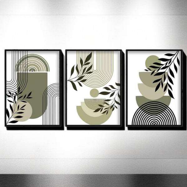 تابلو سهتکه دکوراتیو شاین مدل 202479، جدیدترین مدل تابلو با بالاترین کیفیت چاپ، متریال پی وی سی قاب، تابلو سه تیکه زیبا و جذاب، طرح خطوط گرافیکی