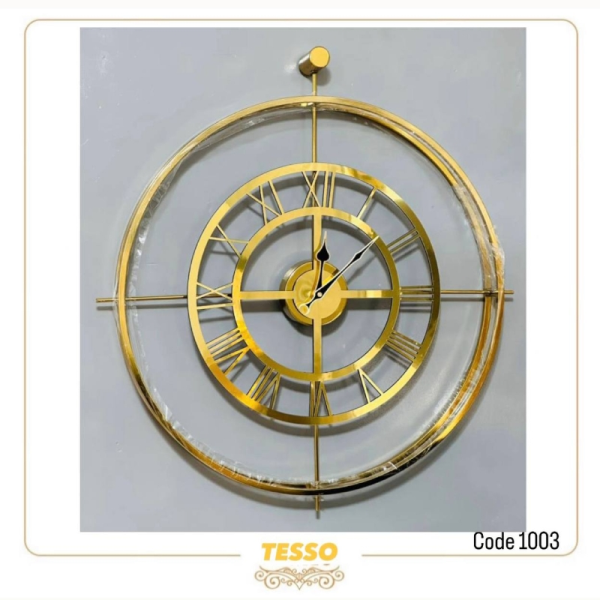 ساعت دیواری فلزی تسو مدل 1003 طلایی رنگ