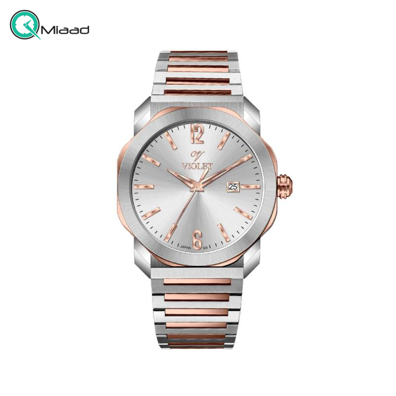 ساعت مچی ویولت مردانه 0627 رزگلد صفحه سفید