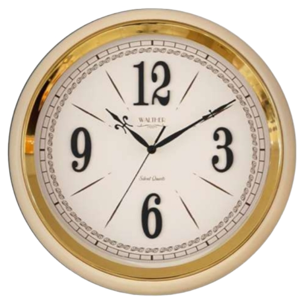 ساعت دیواری والتر Walther مدل 4020 | ساعت دیواری سایز 38 با موتور آرامگرد، بدنه و صفحه کرم به همراه جزییات مشکی