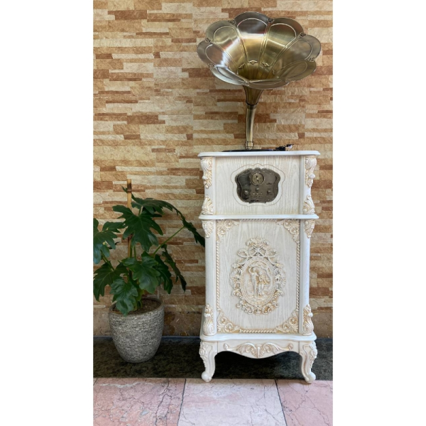 گرامافون پلاس والتر مدل 3502 شیپور فلز رنگ کرم