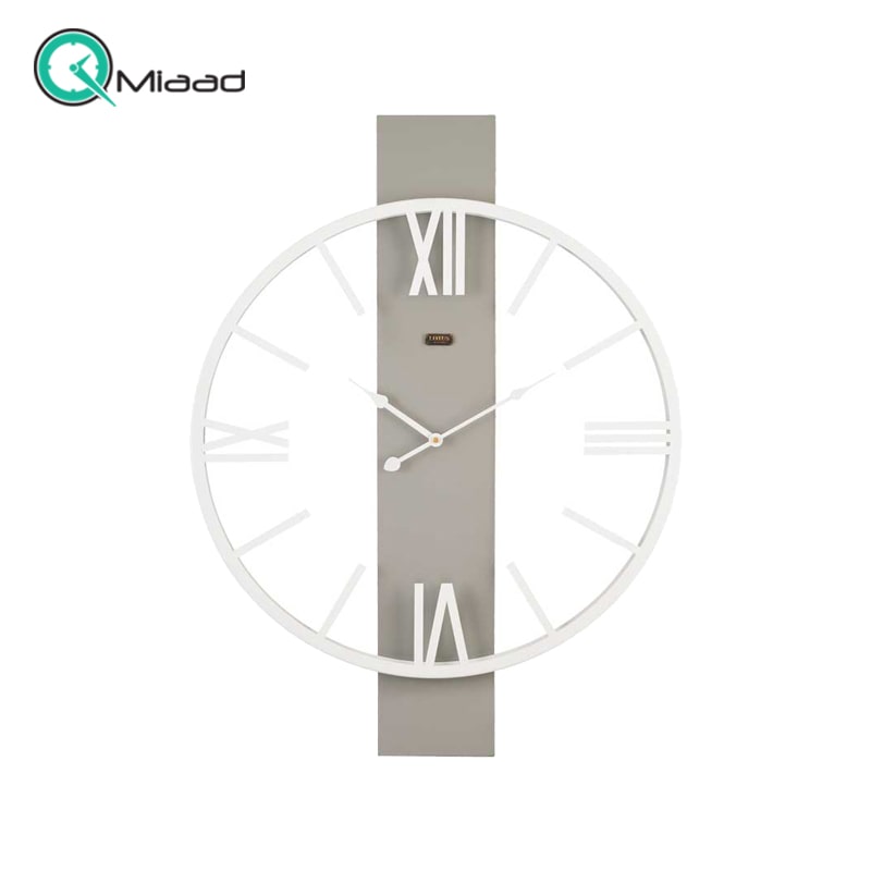 ساعت دیواری فلزی لوتوس مدل 20141 طوسی سفید