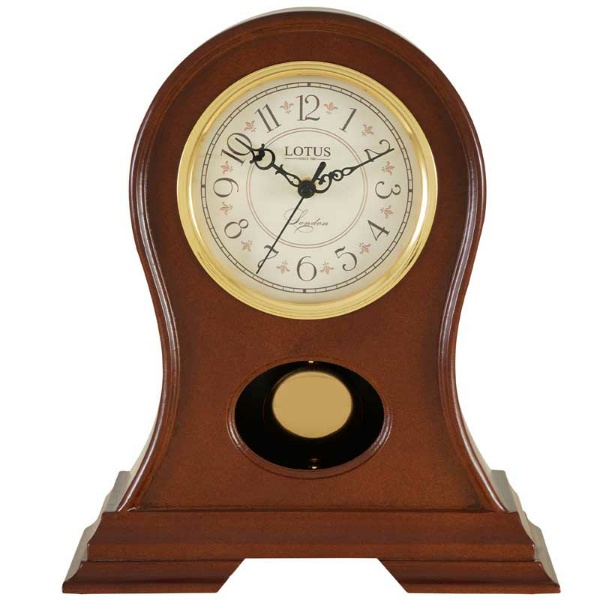 ساعت رومیزی چوبی لوتوس، ساعت رومیزی پاندول‌دار بی‌صدا، ساعت رومیزی دکوری طرح قدیمی، دکوراسیون اتاق نشیمن، دفتر کار و آشپزخانه | مدل 5510 قهوه ای