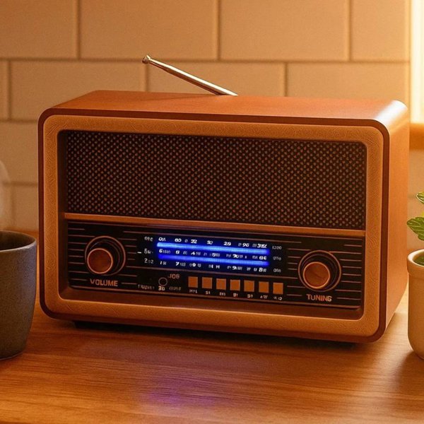 رادیو شارژی کلاسیک، رادیو شارژی قابل حمل با قابلیت های فوق العاده، دکوری زیبا مناسب خانه و محل کار، مدل 8076، رنگ روشن
