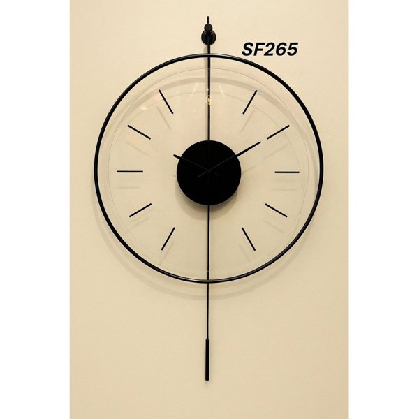 ساعت دیواری مدرن مدل لارا کد SF265، ساعت دیواری گرد ساده عدد رومی، موتور روانگرد و بی صدا، متریال شیشه و فلز، طراحی مینیمال و دو سال ضمانت