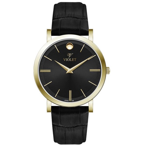ساعت ویولت مردانه گرد چرمی کلاسیک رنگبندی کد 0631